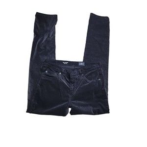 AG Adriano Goldschmied Women's Black Velvet The Legging Super Skinny Pants 27R